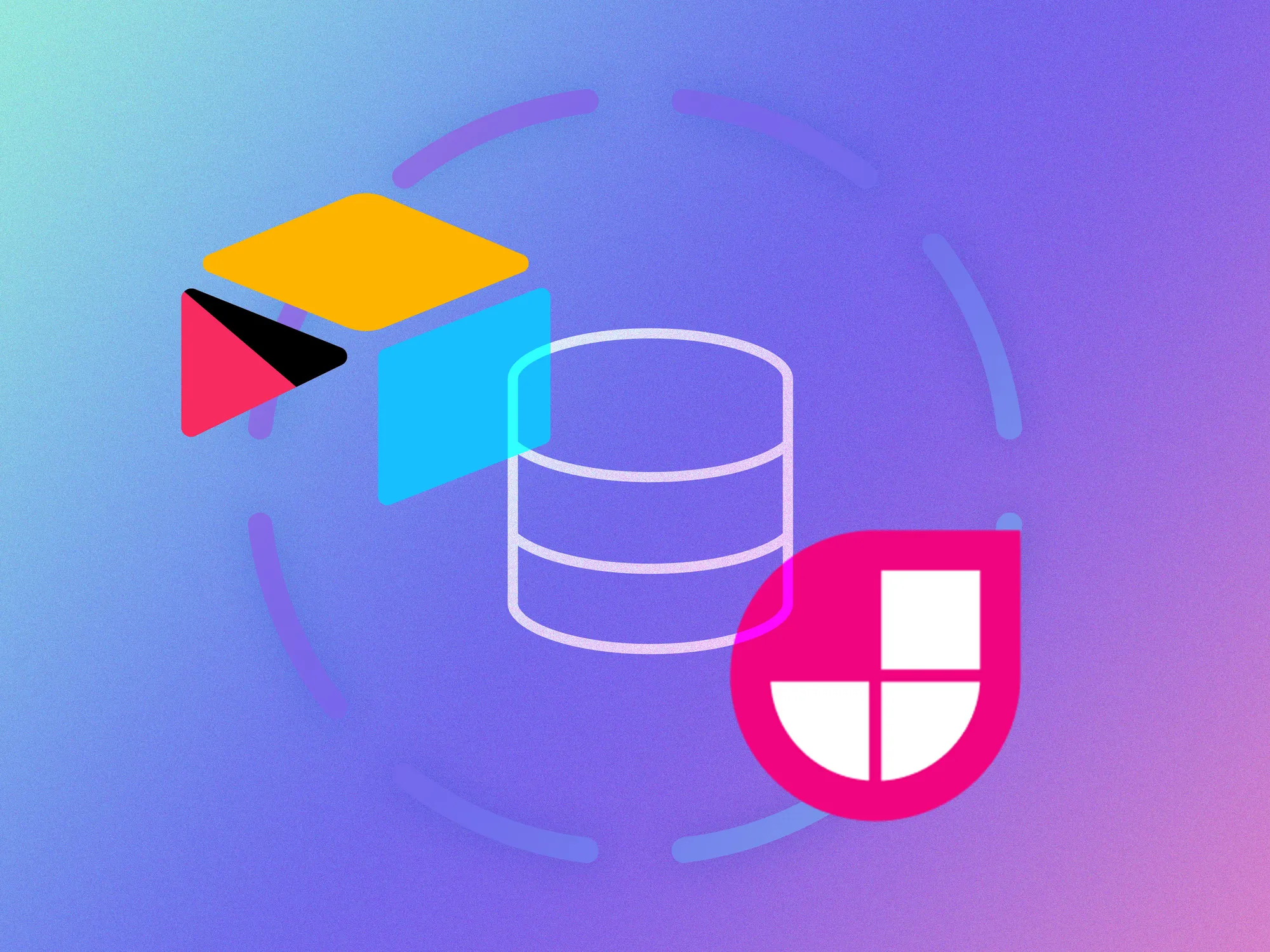 Illustration of Airtable and Jamstack logos with data icon.