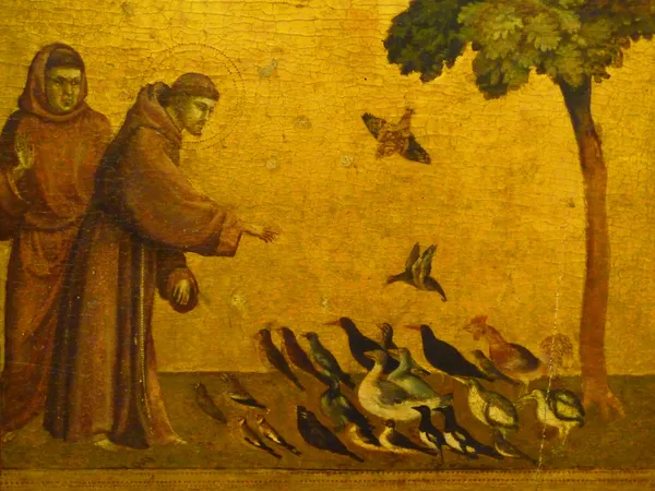 “St. Francis Preaching to the Birds,” painting by Giotto, circa 1300.