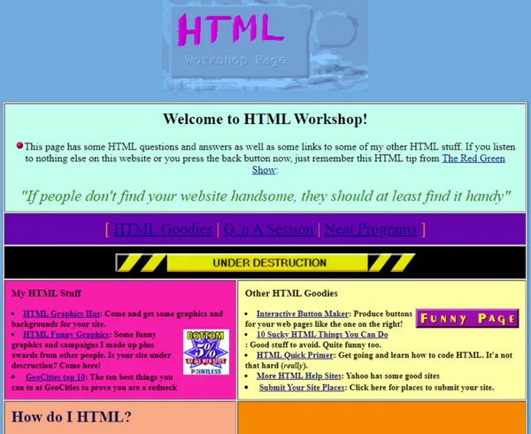 HTML Workshop Page, 1996.