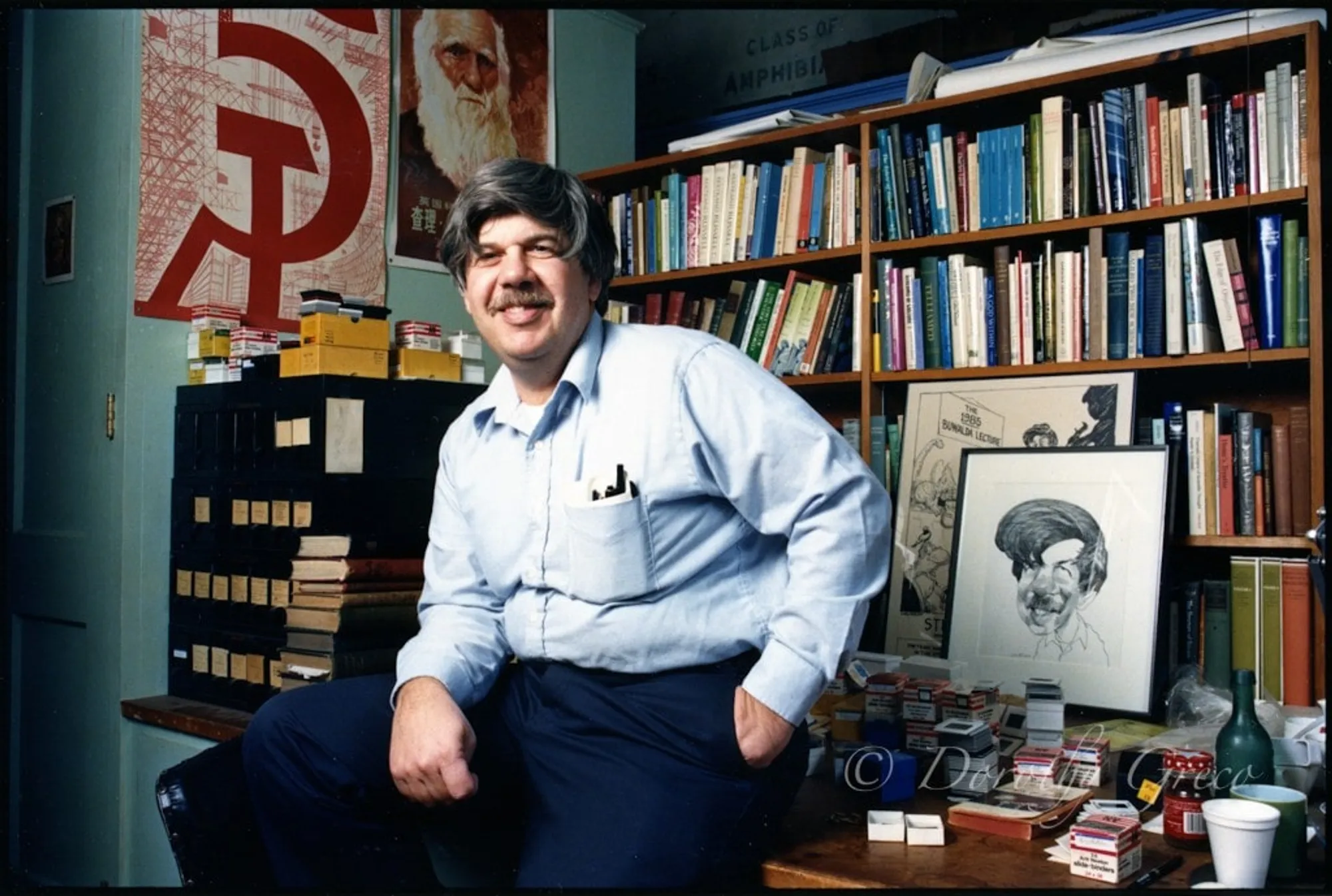 Stephen Jay Gould in his office.